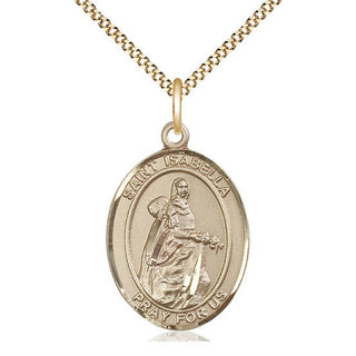 14kt Gold Filled Saint Isabella of Portugal Medal Catholic Jewelry Engraved Catholic Saint Jewelry