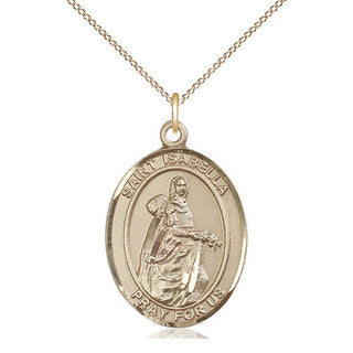 14kt Gold Saint Isabella of Portugal Medal Engraved Catholic Saint Jewelry
