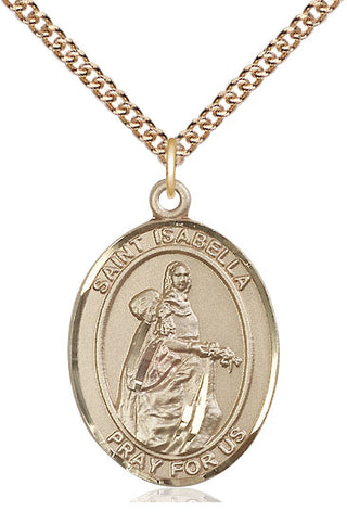 14kt Gold Saint Isabella of Portugal Medal Engraved Catholic Saint Jewelry