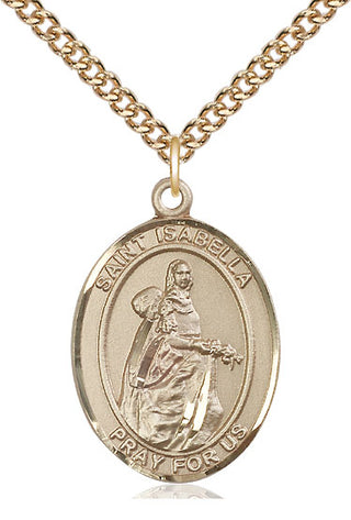 14kt Gold Saint Isabella of Portugal Medal Engraved Catholic Saint Jewelry