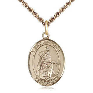 14kt Gold Saint Isabella of Portugal Medal Engraved Catholic Saint Jewelry