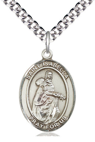 Pewter Saint Isabella of Portugal Medal Catholic Jewelry Engraved Catholic Saint Jewelry