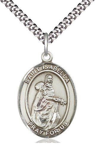 Pewter Saint Isabella of Portugal Medal Catholic Jewelry Engraved Catholic Saint Jewelry