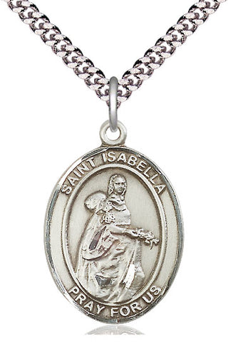 Sterling Silver Saint Isabella of Portugal Medal Catholic Jewelry Engraved Catholic Saint Jewelry
