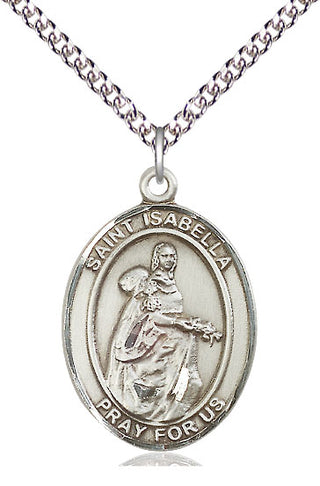 Sterling Silver Saint Isabella of Portugal Medal Catholic Jewelry Engraved Catholic Saint Jewelry
