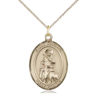 14kt Gold Saint Rachel Medal Engraved Catholic Saint Jewelry