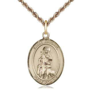 14kt Gold Saint Rachel Medal Engraved Catholic Saint Jewelry