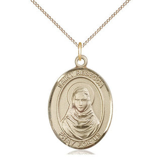 14kt Gold Saint Rebecca Medal Engraved Catholic Saint Jewelry