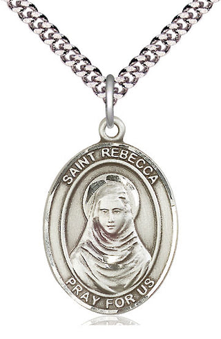 Pewter Saint Rebecca Medal Catholic Jewelry Engraved Catholic Saint Jewelry