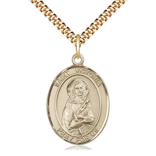 14kt Gold Filled Saint Victoria Medal Catholic Jewelry Engraved Catholic Saint Jewelry
