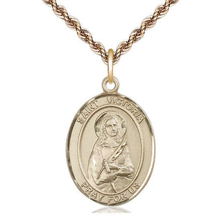 14kt Gold Filled Saint Victoria Medal Catholic Jewelry Engraved Catholic Saint Jewelry