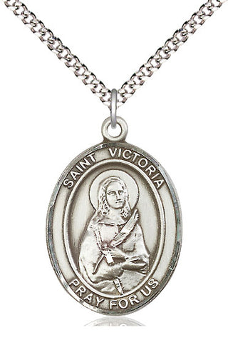 Pewter Saint Victoria Medal Catholic Jewelry Engraved Catholic Saint Jewelry