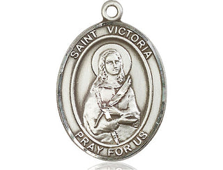 Sterling Silver Saint Victoria Medal Catholic Jewelry Engraved Catholic Saint Jewelry