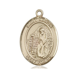 14kt Gold Filled Saint Aaron Medal Engraved Catholic Saint Jewelry