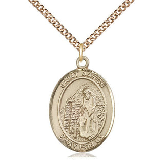 14kt Gold Filled Saint Aaron Medal Catholic Jewelry Engraved Catholic Saint Jewelry