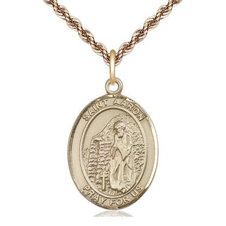 14kt Gold Filled Saint Aaron Medal Catholic Jewelry Engraved Catholic Saint Jewelry