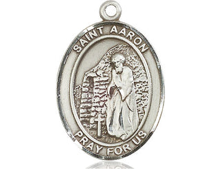 Pewter Saint Aaron Medal Engraved Catholic Saint Jewelry
