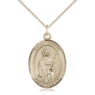 14kt Gold Filled Saint Grace Medal Catholic Jewelry Engraved Catholic Saint Jewelry