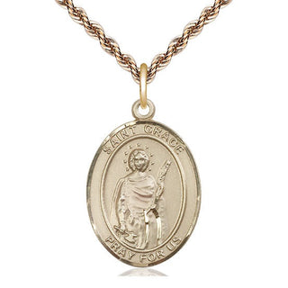 14kt Gold Filled Saint Grace Medal Catholic Jewelry Engraved Catholic Saint Jewelry