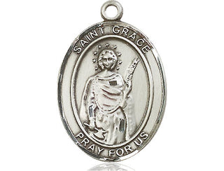 Pewter Saint Grace Medal Engraved Catholic Saint Jewelry