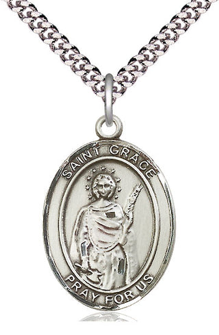 Pewter Saint Grace Medal Catholic Jewelry Engraved Catholic Saint Jewelry