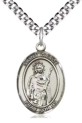 Sterling Silver Saint Grace Medal Catholic Jewelry Engraved Catholic Saint Jewelry