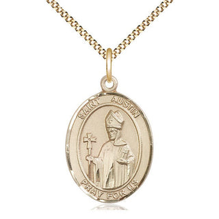 14kt Gold Filled Saint Austin Medal Catholic Jewelry Engraved Catholic Saint Jewelry