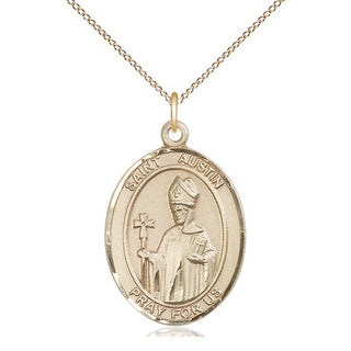 14kt Gold Filled Saint Austin Medal Catholic Jewelry Engraved Catholic Saint Jewelry