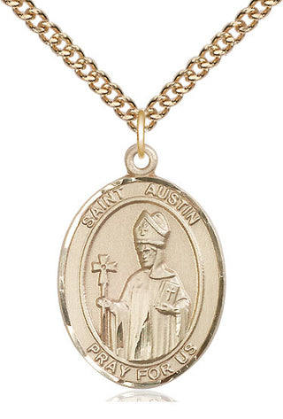 14kt Gold Filled Saint Austin Medal Catholic Jewelry Engraved Catholic Saint Jewelry