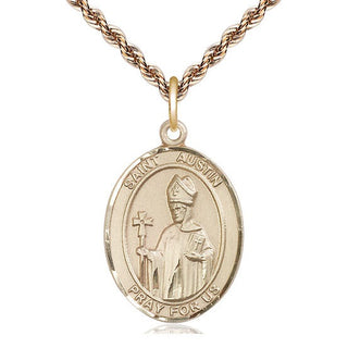 14kt Gold Filled Saint Austin Medal Catholic Jewelry Engraved Catholic Saint Jewelry