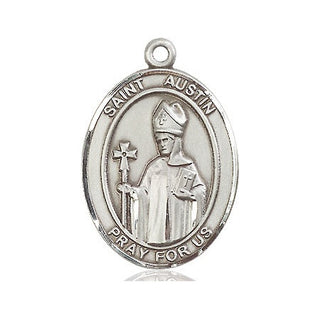 Pewter Saint Austin Medal Engraved Catholic Saint Jewelry