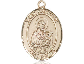 14kt Gold Saint Christian Demosthenes Medal Engraved Catholic Saint Jewelry