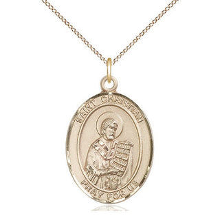 14kt Gold Saint Christian Demosthenes Medal Engraved Catholic Saint Jewelry