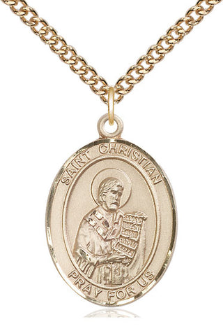 14kt Gold Saint Christian Demosthenes Medal Engraved Catholic Saint Jewelry