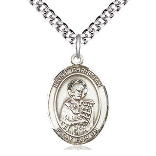 Pewter Saint Christian Demosthenes Medal Catholic Jewelry Engraved Catholic Saint Jewelry