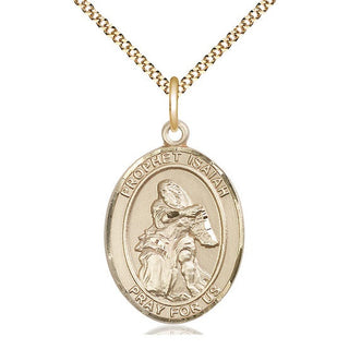 14kt Gold Filled Saint Isaiah Medal Catholic Jewelry Engraved Catholic Saint Jewelry