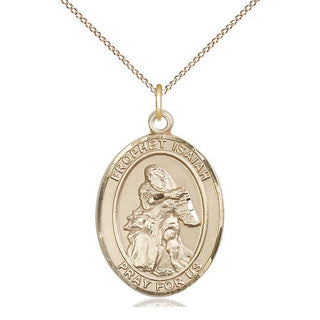 14kt Gold Filled Saint Isaiah Medal Catholic Jewelry Engraved Catholic Saint Jewelry