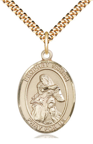 14kt Gold Filled Saint Isaiah Medal Catholic Jewelry Engraved Catholic Saint Jewelry