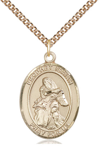 14kt Gold Saint Isaiah Medal Engraved Catholic Saint Jewelry