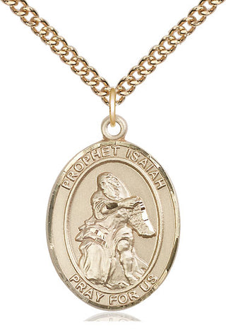 14kt Gold Saint Isaiah Medal Engraved Catholic Saint Jewelry