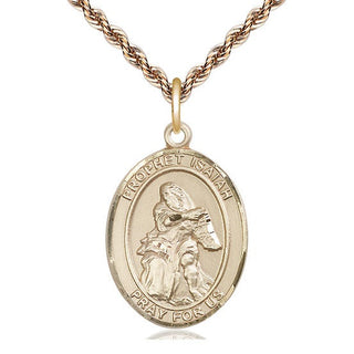 14kt Gold Saint Isaiah Medal Engraved Catholic Saint Jewelry