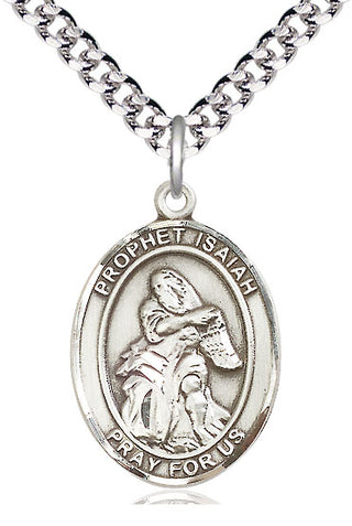 Pewter Saint Isaiah Medal Catholic Jewelry Engraved Catholic Saint Jewelry