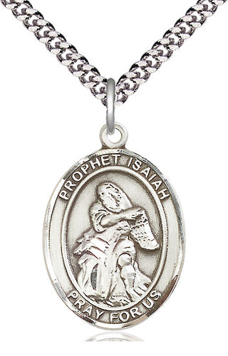 Pewter Saint Isaiah Medal Catholic Jewelry Engraved Catholic Saint Jewelry