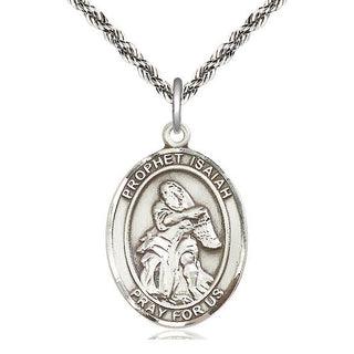 Sterling Silver Saint Isaiah Medal Catholic Jewelry Engraved Catholic Saint Jewelry