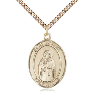 14kt Gold Filled Saint Samuel Medal Catholic Jewelry Engraved Catholic Saint Jewelry