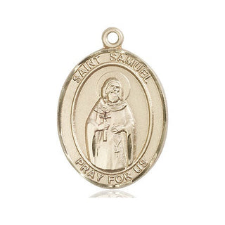 14kt Gold Saint Samuel Medal Engraved Catholic Saint Jewelry
