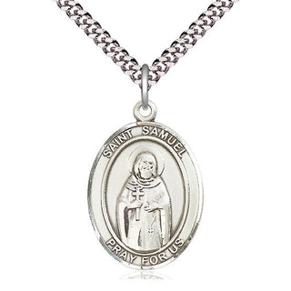 Sterling Silver Saint Samuel Medal Catholic Jewelry Engraved Catholic Saint Jewelry