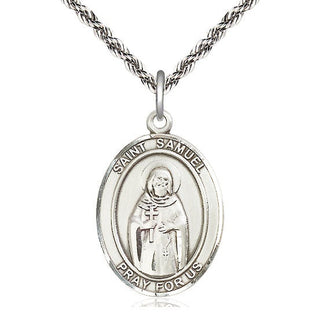 Sterling Silver Saint Samuel Medal Catholic Jewelry Engraved Catholic Saint Jewelry