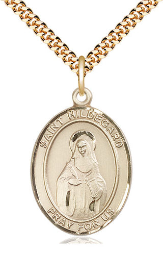 14kt Gold Filled Saint Hildegard von Bingen Medal Catholic Jewelry Engraved Catholic Saint Jewelry