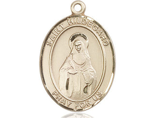 14kt Gold Saint Hildegard von Bingen Medal Engraved Catholic Saint Jewelry